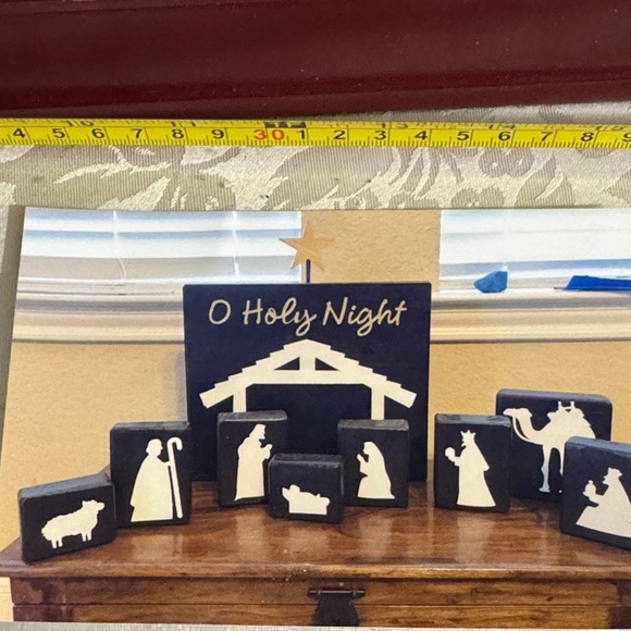 Other - Wooden Block Silhouette Nativity Scene Decorations 13 pieces